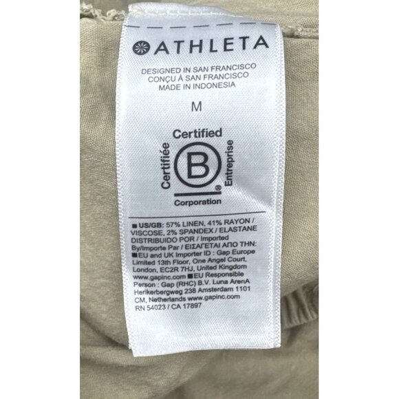 Athleta Women’s Tan Flax Paradise Mid Rise Linen Blend Pull On Cargo Pants Sz M - Picture 9 of 15